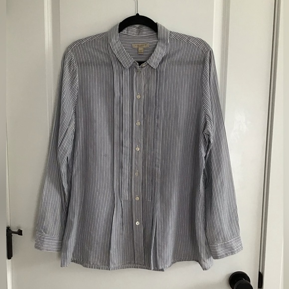 Burberry Tops - Burberry Brit Women's Long Sleeve Cotton Striped Blue Shirt Sz. LG